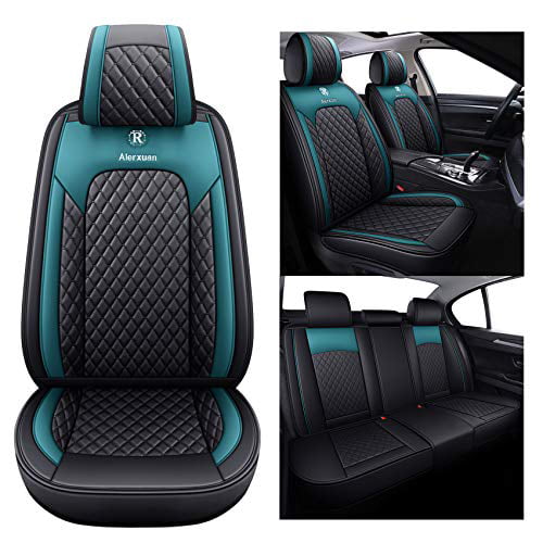 Universal in All Seasons Black-Blue R-002 Full Set of 5-Passenger Car Seat Covers Made of Waterproof Leather 